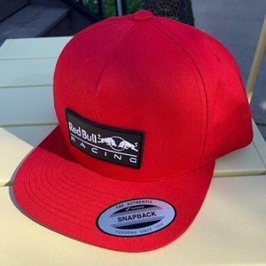 Red Flat Bill YP Cap/Hat w/ Red Bull Racing Black silicone rubber badge. OSFM.